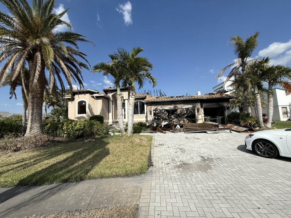 Florida property with visible fire damage